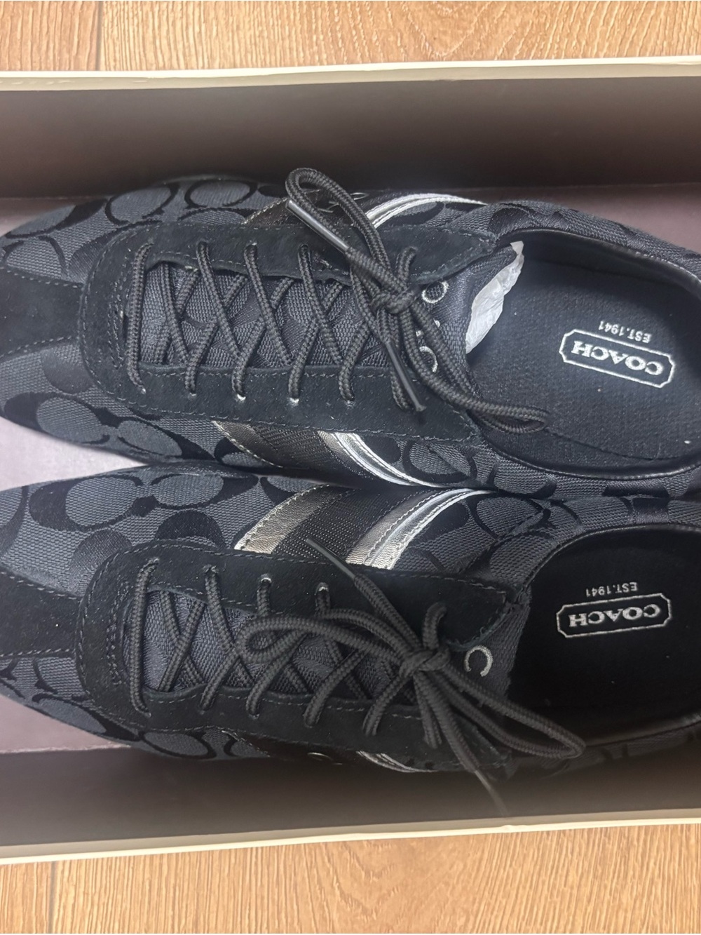 Coach Signature Logo Sneakers black with Silver size 9